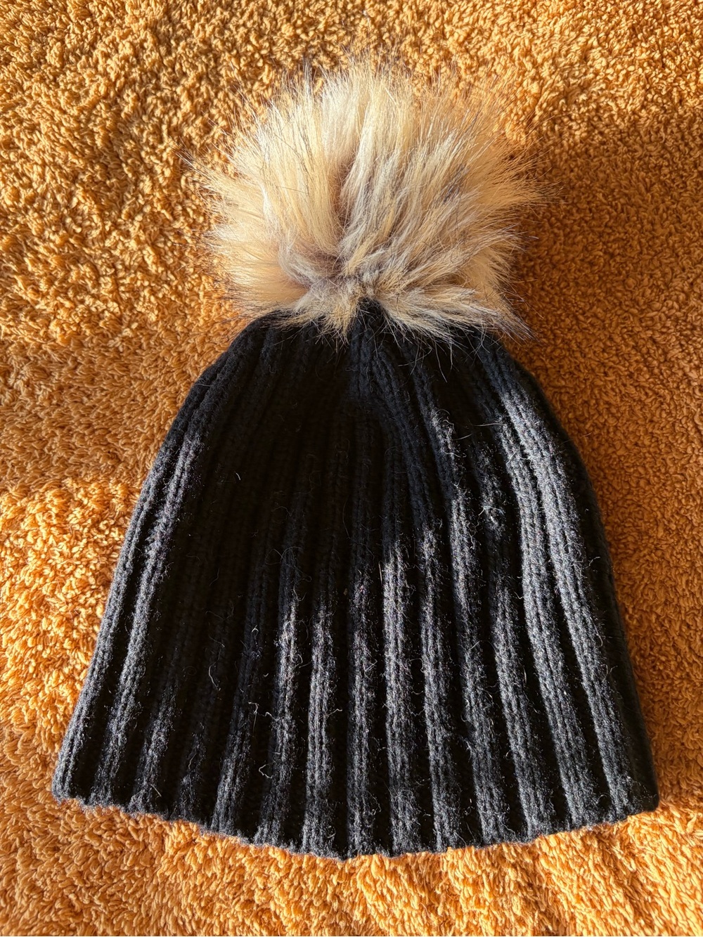 J. Crew Black Ribbed Winter Hat